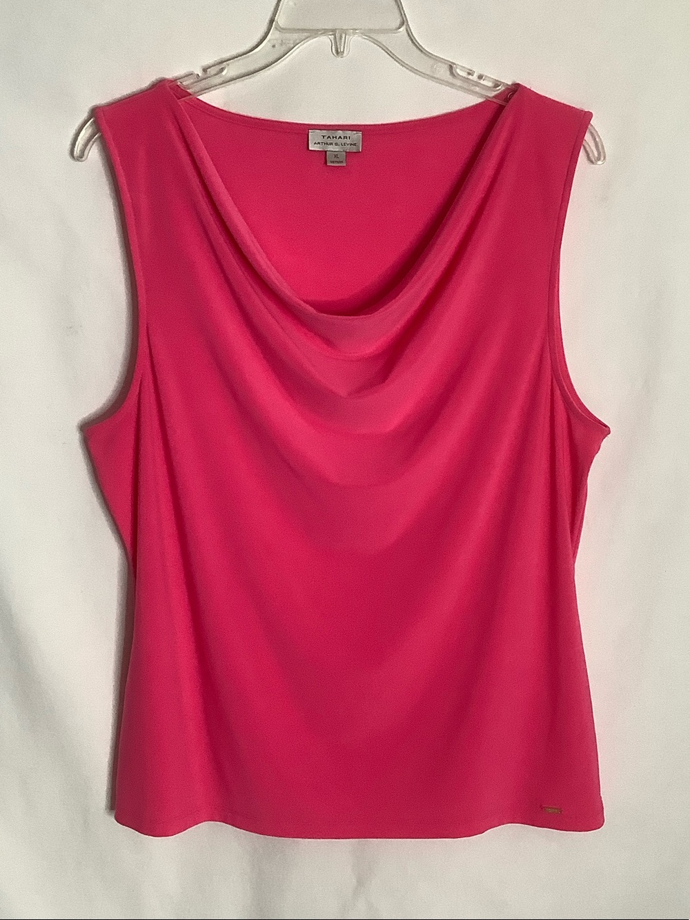 Sleeveless Drape Neck Women's Top - Hot Pink Size XL